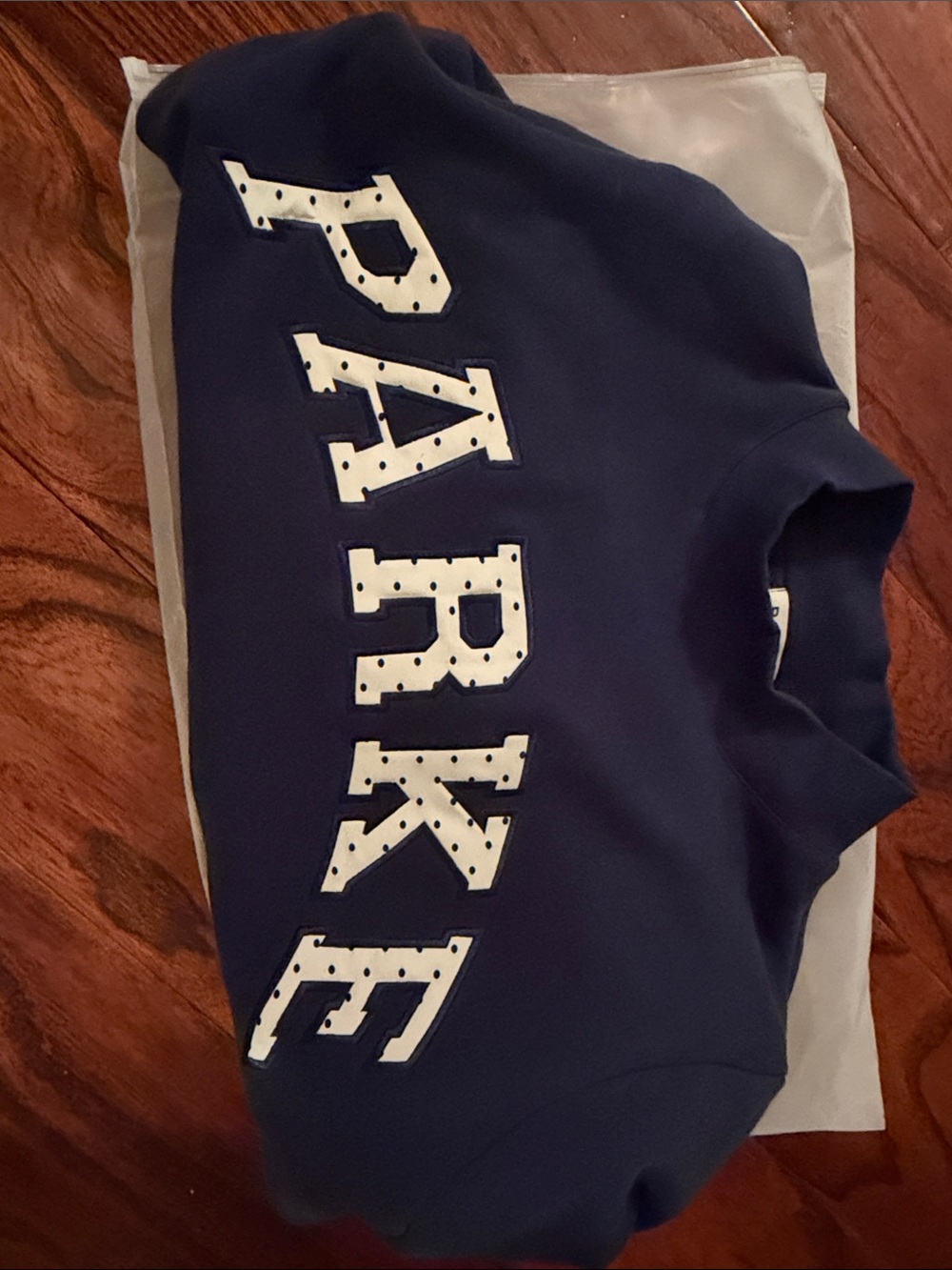 Parke Navy Mockneck polka dot lettering s/m - Picture 2 of 2